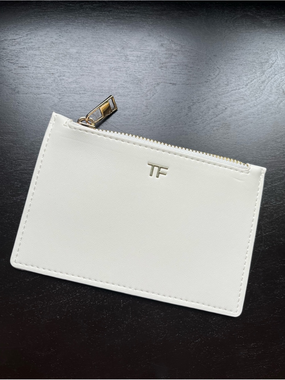 Tom Ford Small White Zip Card Case